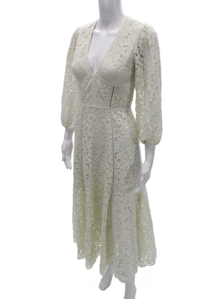 Jonathan Simkhai Womens Fit & Flare Maxi Dress White V-Neck 3/4 Sleeve Size 0