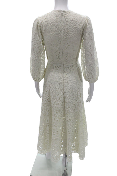 Jonathan Simkhai Womens Fit & Flare Maxi Dress White V-Neck 3/4 Sleeve Size 0