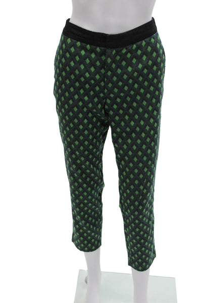 Zara Woman Women Ankle Cropped Black Argyle Aztec Pants Size S