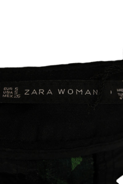 Zara Woman Women Ankle Cropped Black Argyle Aztec Pants Size S