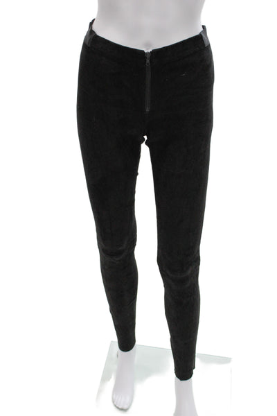 Alice + Olivia Womens Black Ankle Jegging Lamb Leather Zip Designer Size S