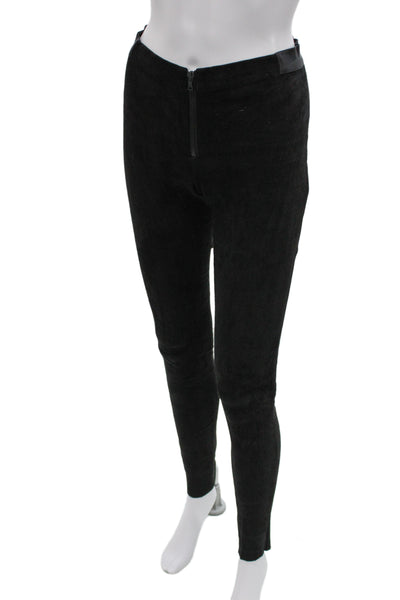 Alice + Olivia Womens Black Ankle Jegging Lamb Leather Zip Designer Size S