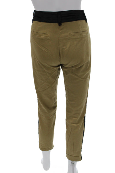 J Crew Unisex Beige Cropped Ankle Khakis Zip Waist 99% Cotton Size 0