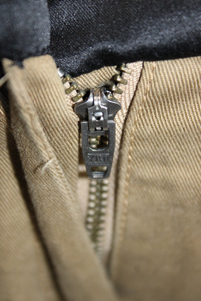 J Crew Unisex Beige Cropped Ankle Khakis Zip Waist 99% Cotton Size 0