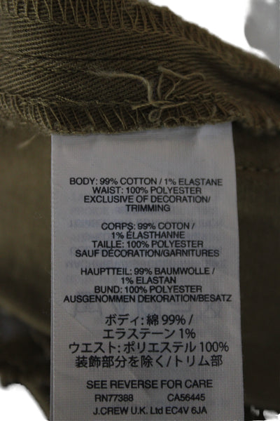 J Crew Unisex Beige Cropped Ankle Khakis Zip Waist 99% Cotton Size 0