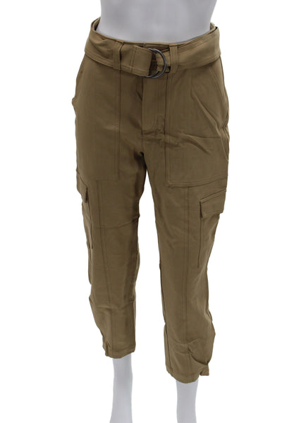 Banana Republic Unisex Cargo Cropped Pants Tan Buckle Inseam 26 Size 0