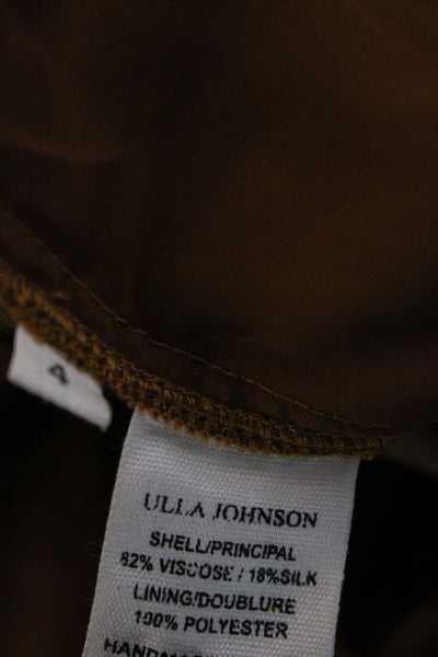 Ulla Johnson Womens V-Neck Brown Jumpsuit Long Sleeve Size 4