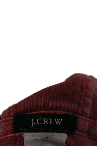 J Crew Womens Henley Hoodie Red Cotton Long Sleeve Size S