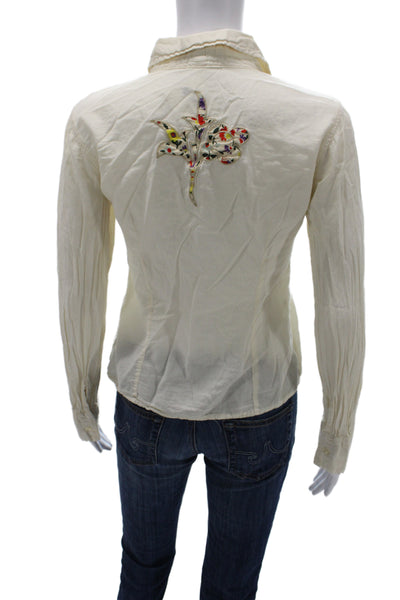 Masons Women Button-Up Floral Collared Long Sleeve Beige 100% Cotone Size 44