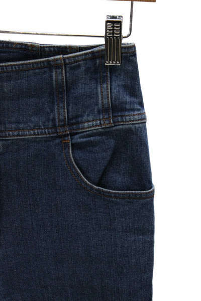 Ulla Johnson Womens Cropped Flared Dark Blue Jeans Mid Rise 27 Inseam Size 2