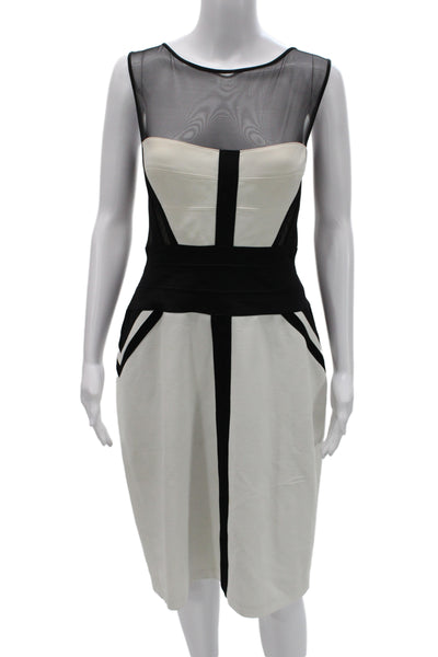 BCBGMAXAZRIA Womens Bodycon Sheath Dress Black Sleeveless Midi Size 12