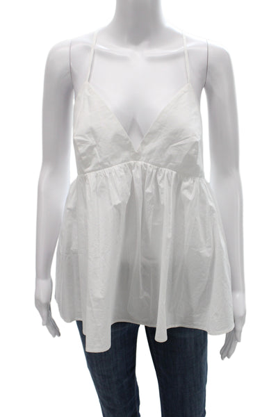 Susana Monaco Women V-Neck Sleeveless Camisole White Cotton Zip Size XL