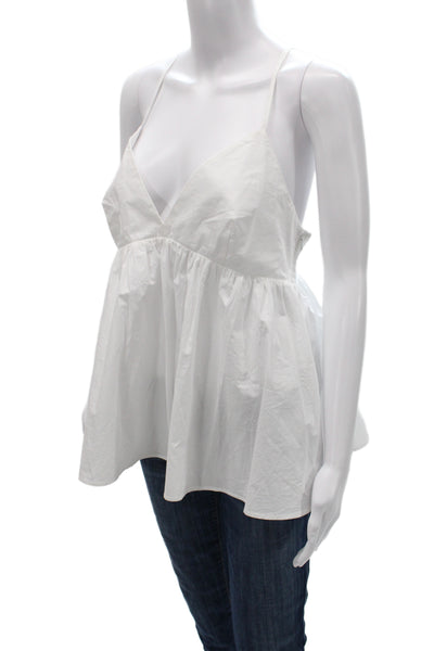 Susana Monaco Women V-Neck Sleeveless Camisole White Cotton Zip Size XL