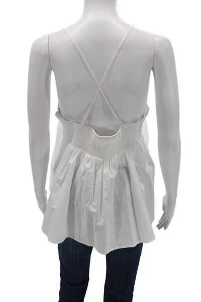 Susana Monaco Women V-Neck Sleeveless Camisole White Cotton Zip Size XL