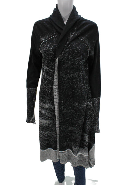 Blanc Noir Unisex Cardigan Black 100% Cotton Mock Neck Long Sleeve Size XL