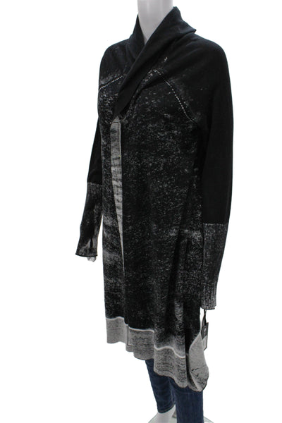Blanc Noir Unisex Cardigan Black 100% Cotton Mock Neck Long Sleeve Size XL