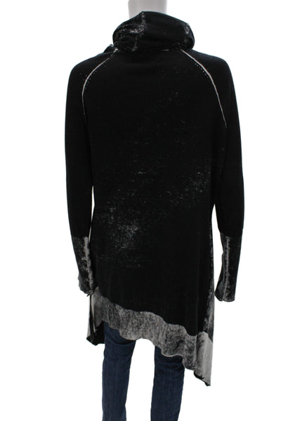 Blanc Noir Unisex Cardigan Black 100% Cotton Mock Neck Long Sleeve Size XL