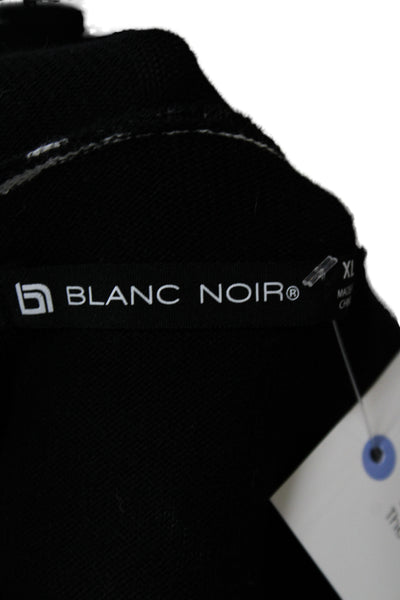 Blanc Noir Unisex Cardigan Black 100% Cotton Mock Neck Long Sleeve Size XL
