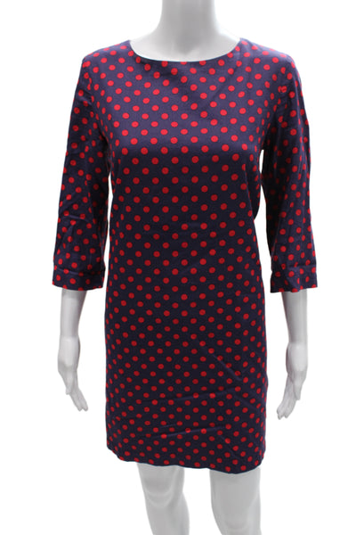 Marimekko Womens Shift Polka Dot Dark Blue 3/4 Sleeve Dress Size 38
