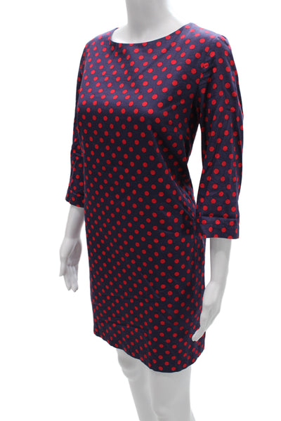 Marimekko Womens Shift Polka Dot Dark Blue 3/4 Sleeve Dress Size 38