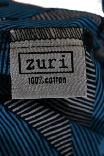 Zuri Womens Shirt Dress Blue Graphic Print 3/4 Sleeve Knee Length Size XS
