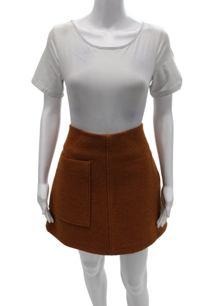 COS Women A-Line Mini Skirt Brown 100% Wool Solid Size 6