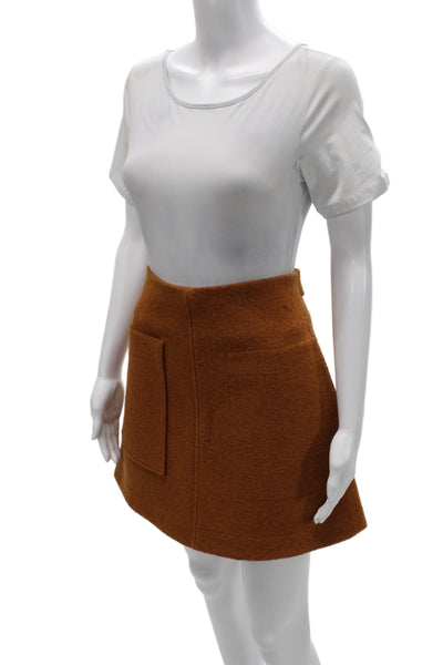 COS Women A-Line Mini Skirt Brown 100% Wool Solid Size 6