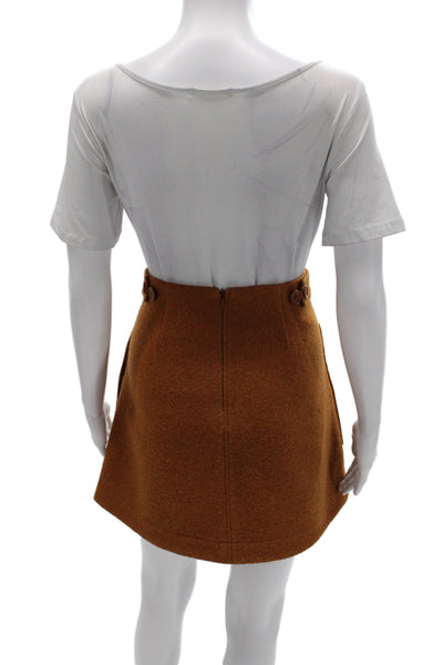 COS Women A-Line Mini Skirt Brown 100% Wool Solid Size 6