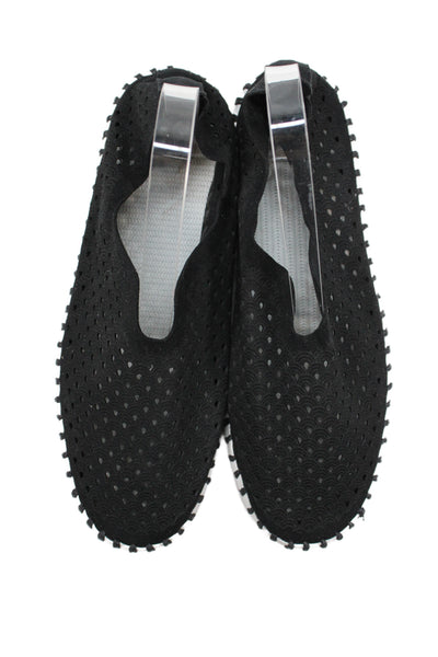 Ilse Jacobsen Womens Laser Cut Slip On Platform Shoes Black Size 8