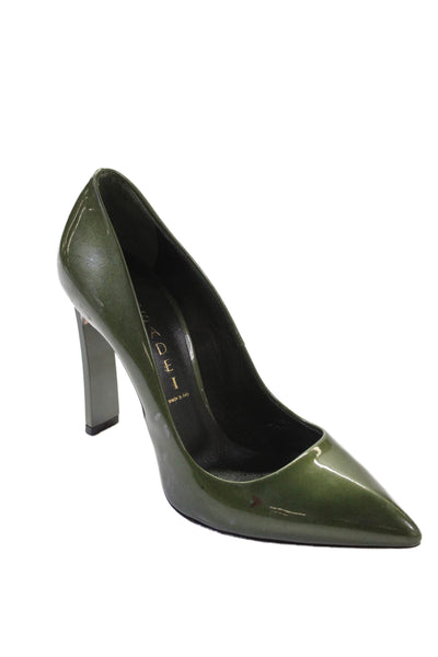 Casadei Womens Patent Leather Pointed Toe Pump High Heels Green Size 6.5