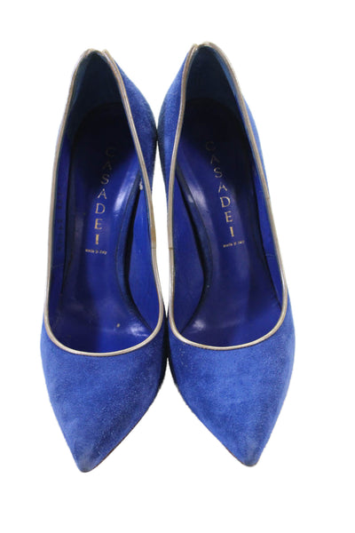 Casadei Womens Suede Pointed Toe Pump High Heels Blue Size 6.5