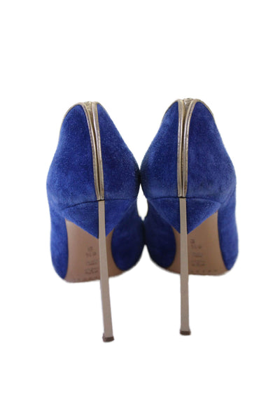 Casadei Womens Suede Pointed Toe Pump High Heels Blue Size 6.5