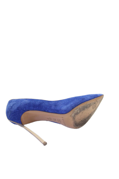 Casadei Womens Suede Pointed Toe Pump High Heels Blue Size 6.5