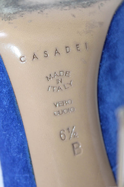 Casadei Womens Suede Pointed Toe Pump High Heels Blue Size 6.5