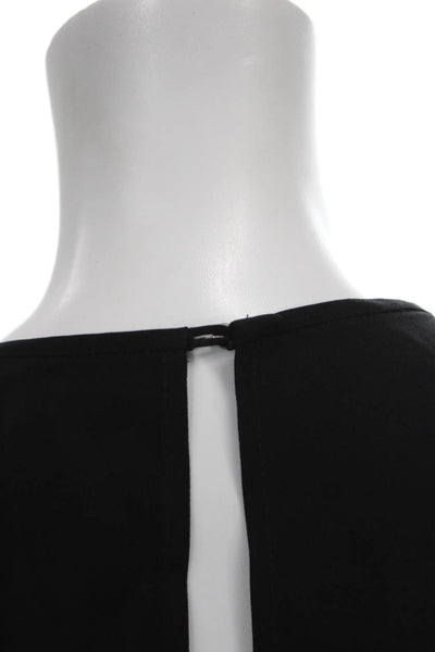 Ellery Womens Cropped Black Round Neck Short Sleeve Blouse Size 0