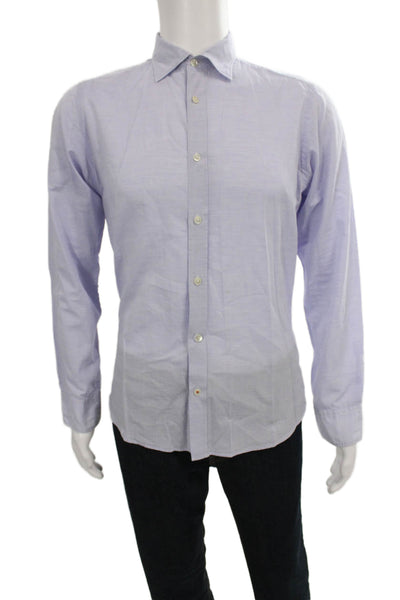 Hartford Mens Collared Long Sleeve Button-Down Shirt Blue Size M