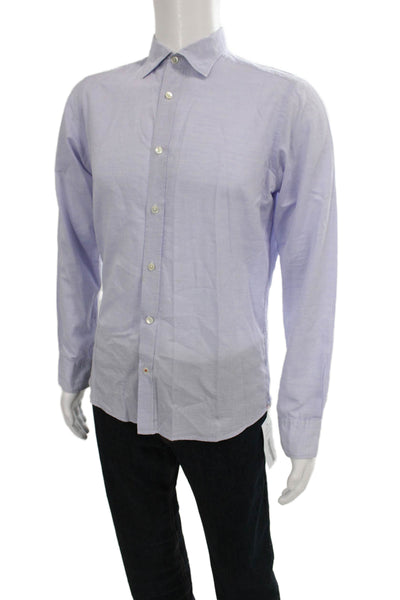 Hartford Mens Collared Long Sleeve Button-Down Shirt Blue Size M