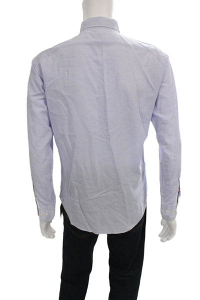 Hartford Mens Collared Long Sleeve Button-Down Shirt Blue Size M