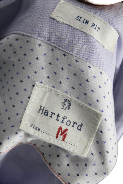 Hartford Mens Collared Long Sleeve Button-Down Shirt Blue Size M