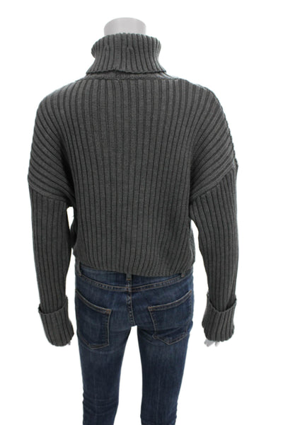 Zara Unisex Dark Gray Striped Turtleneck Pullover Sweater 100% Acrylic Size M