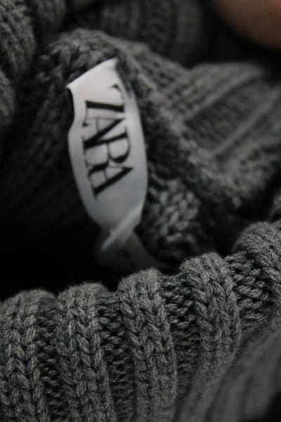 Zara Unisex Dark Gray Striped Turtleneck Pullover Sweater 100% Acrylic Size M