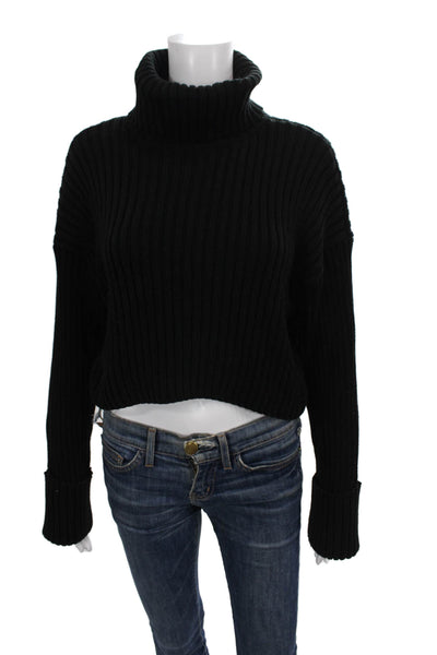 Zara Unisex Black Striped Turtleneck Pullover Long Sleeve Size M