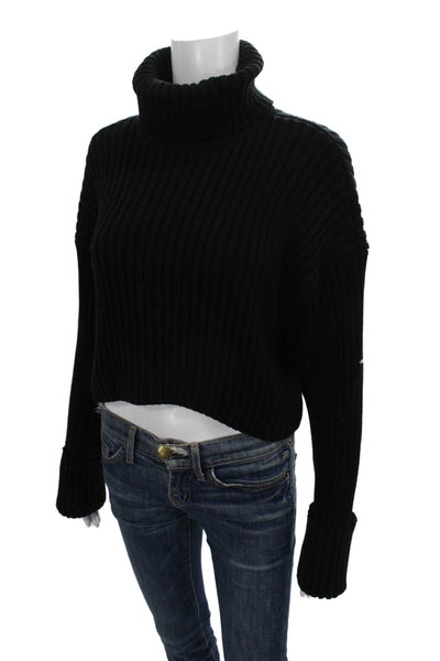 Zara Unisex Black Striped Turtleneck Pullover Long Sleeve Size M
