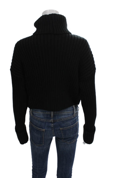 Zara Unisex Black Striped Turtleneck Pullover Long Sleeve Size M