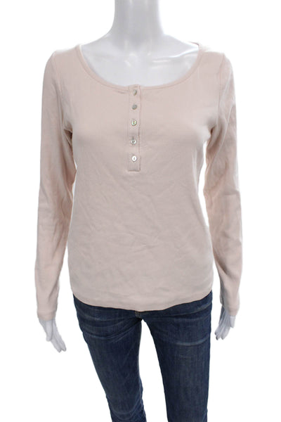 MNG Women Basic Long Sleeve Pink Round Neck T-Shirt Size S