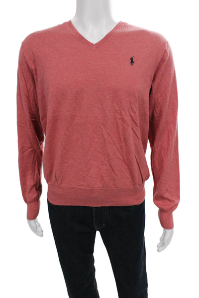 Polo Ralph Lauren Mens Red Pima Cotton V-Neck Pullover Sweater Size S