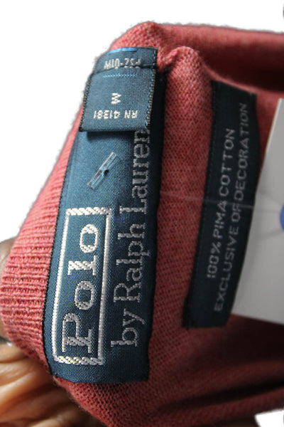 Polo Ralph Lauren Mens Red Pima Cotton V-Neck Pullover Sweater Size S