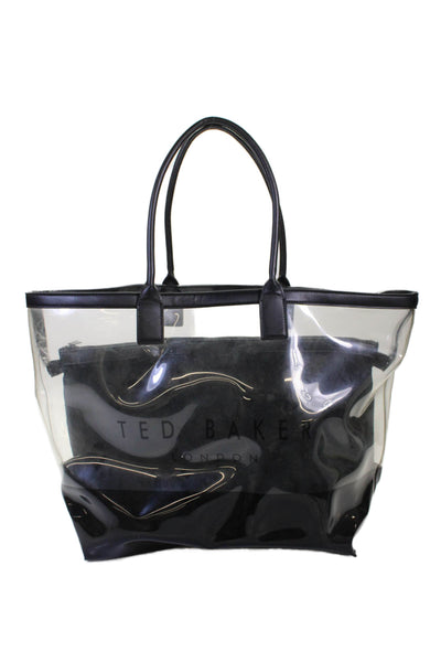 Ted Baker London Womens Large Dorrys Zippered Tote Handbag Clear
