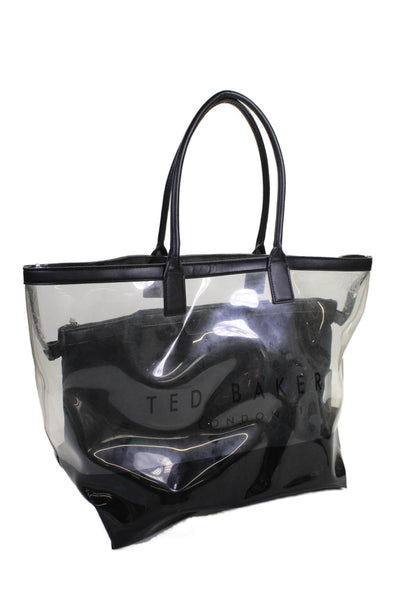 Ted Baker London Womens Large Dorrys Zippered Tote Handbag Clear
