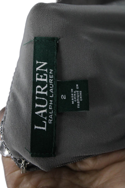 Lauren Ralph Lauren Women Maxi Sheath Dress Gray Sleeveless Size 2